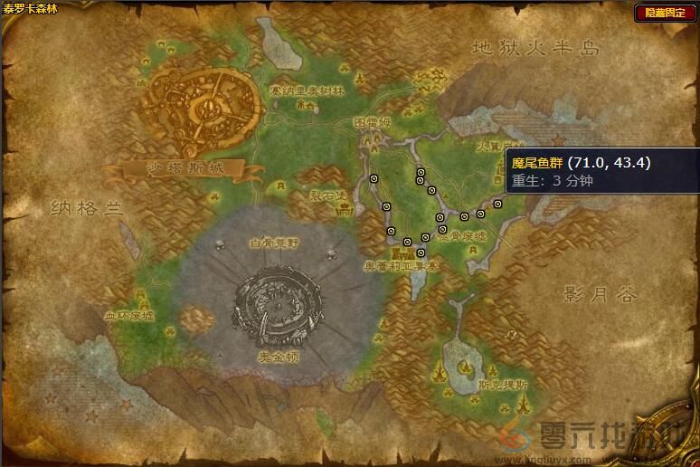 魔兽世界斑点魔尾鱼钓点位置(图3) 魔兽世界斑点魔尾鱼钓点位置(图3)